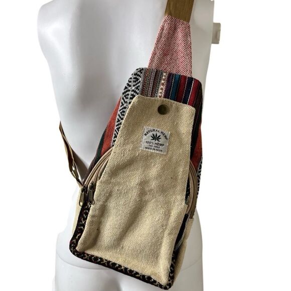 Natural Hemp Crossbody Mini sling back pack oatmeal - Picture 1 of 6